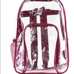 Clear Backpack with Burgundy Accents – Stylish & Functional